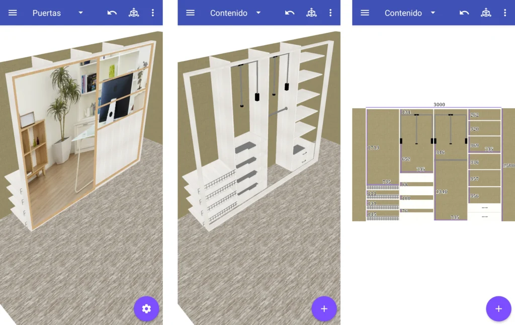 Captura de pantalla de la app Closet Planner 3d en móvil