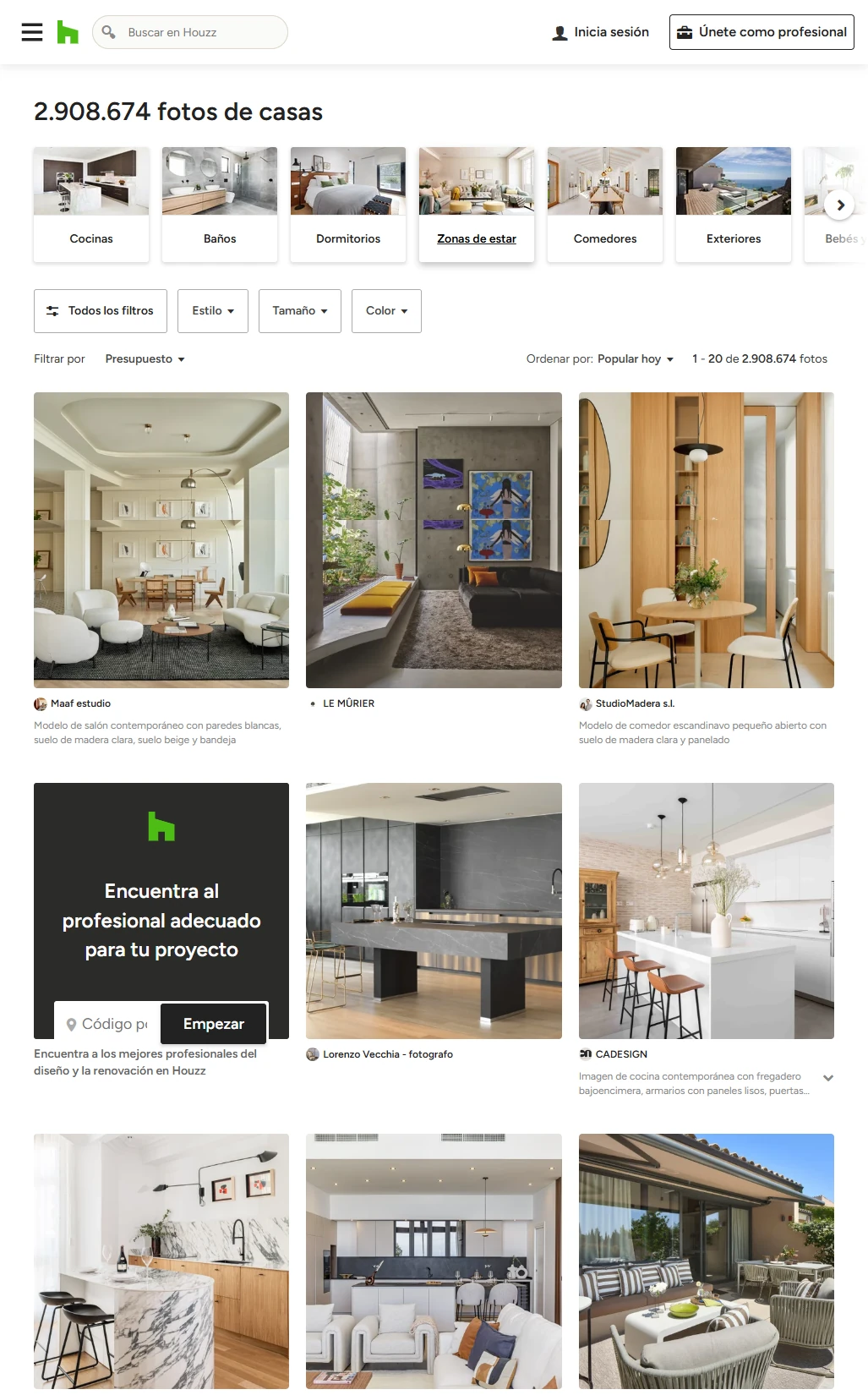 Galería de fotos Houzz de su sitio web en español