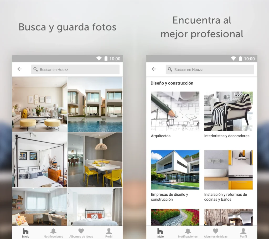 Captura de la app Houzz